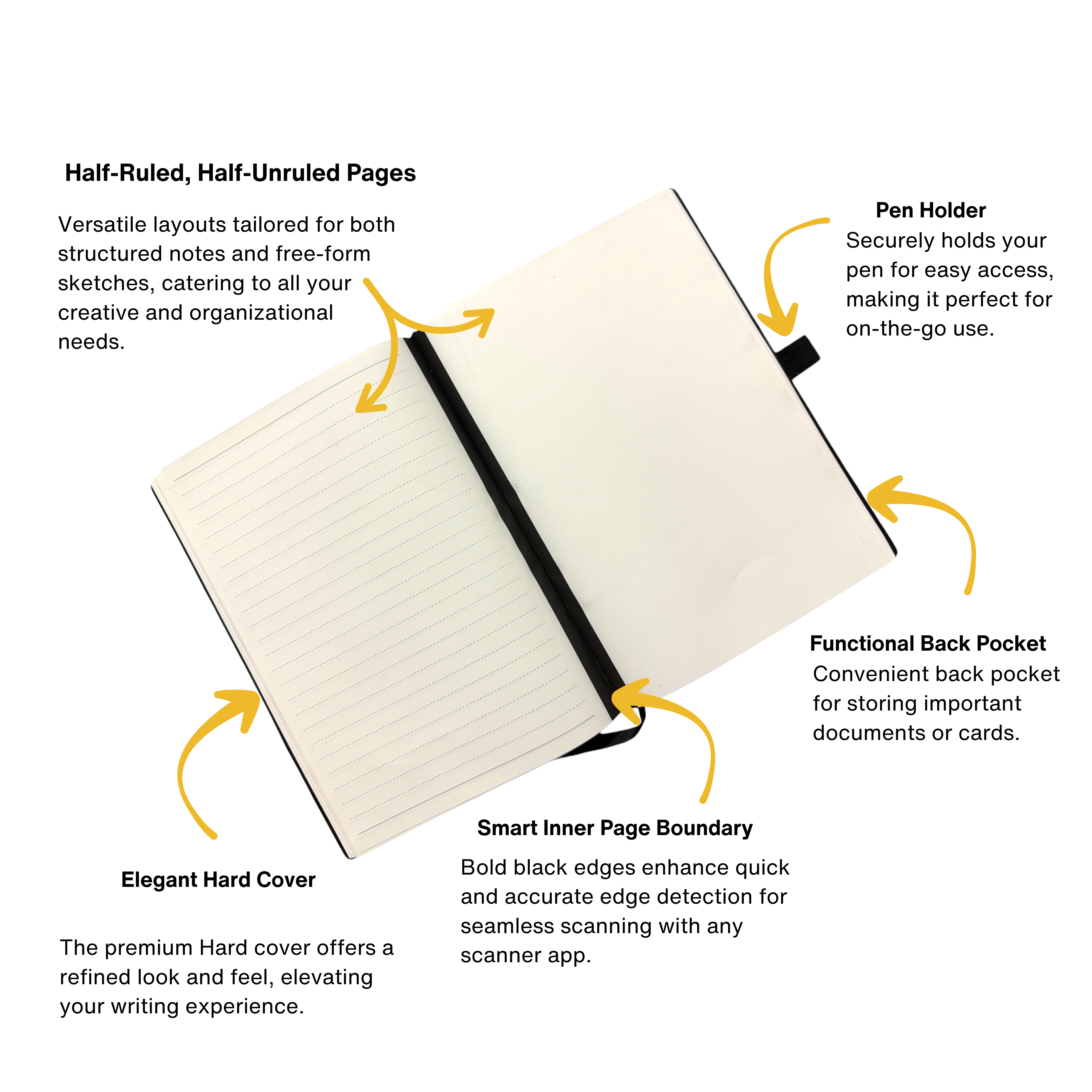 Classic Lite Black Reusable Smart Notebook : Sustainable Note-Taking Solution